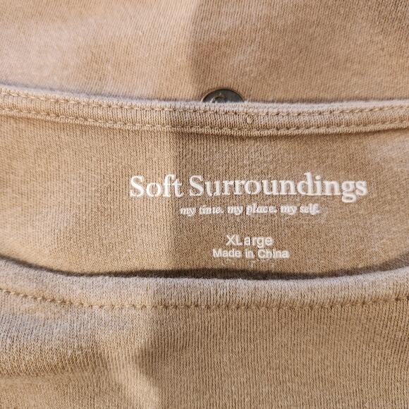 Soft Surroundings Womens Tan 3/4 Sleeve Moda Tunic Top Size XL Pockets Capsule - Picture 6 of 9